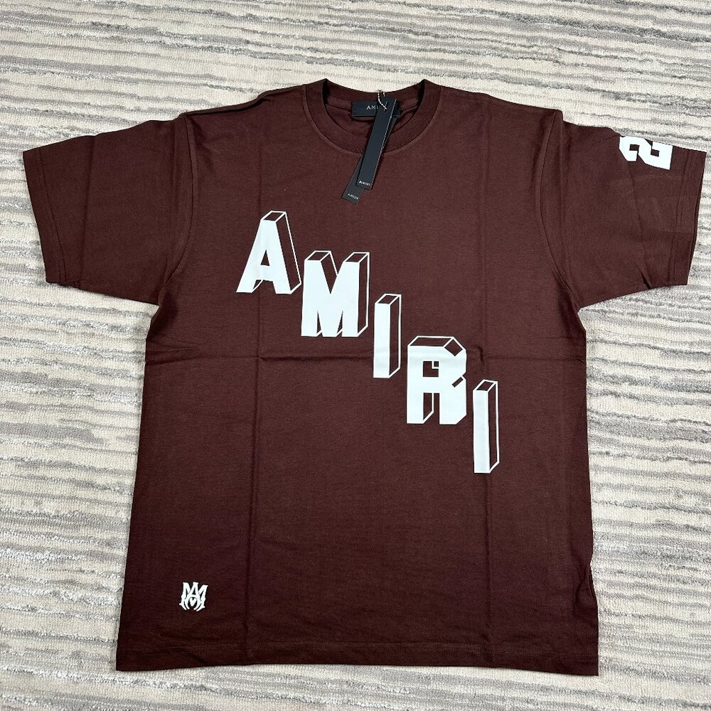 Amiri Brown White Hockey Skater Tee Mens Size Large